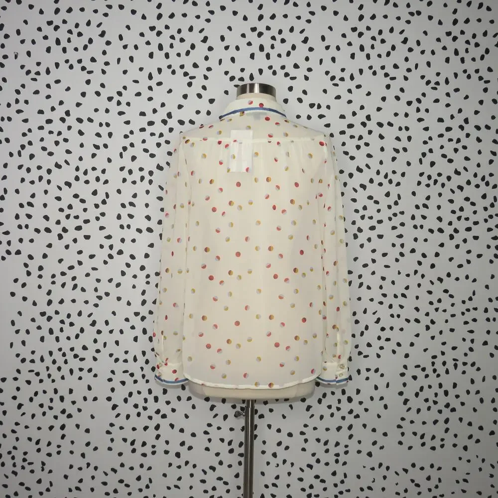 Modcloth Cream Polka Dot Print Be Buzzworthy Button Up Top - Picture 6 of 11